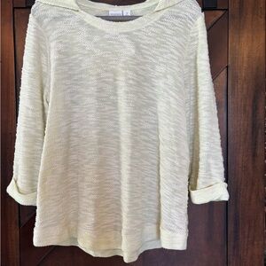 Chico's Light Yellow Knit Hooded